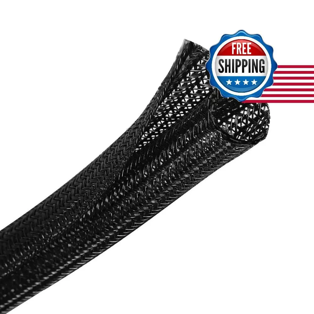 - 1/4 Inch Braided Cable Management Sleeve - Wire Loom For